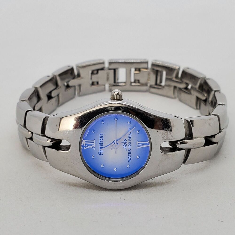 Armitron Now Women's Watch‎ 22MM Blue Dial Gray Bracelet 7.5" New Battery